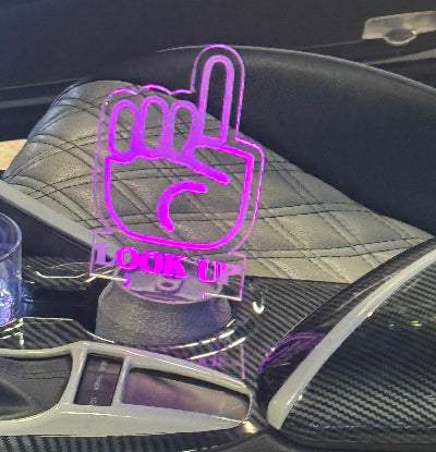 RGB Look Up Sign With 3D Printed Soda Can That Fits On Your Car Cup Holder